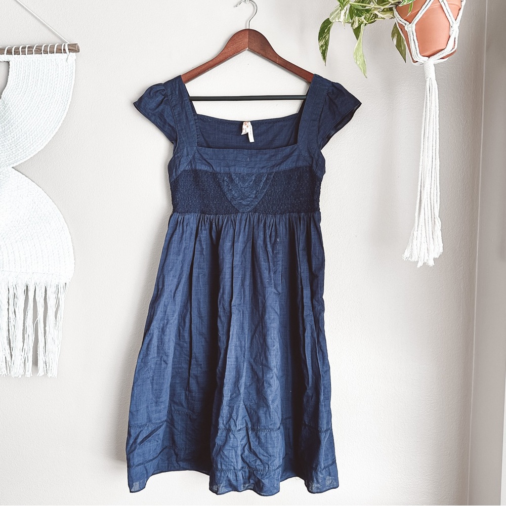 Anthropologie Maeve Navy cap Sleeve Dress